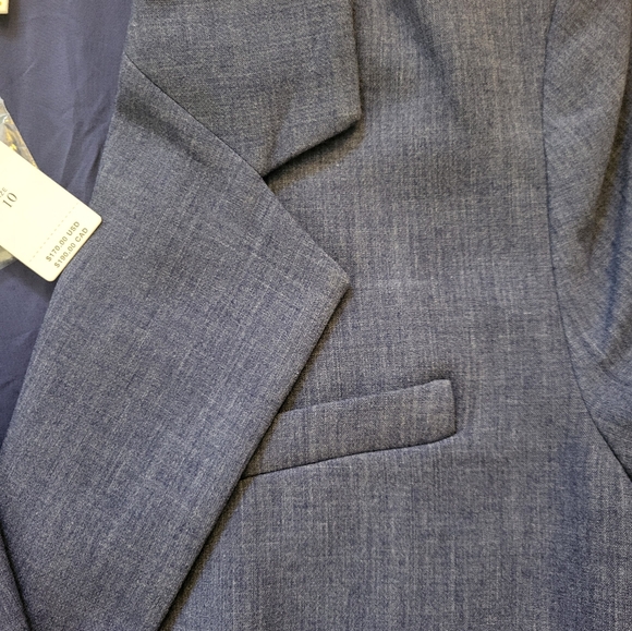 Anthropology MauveNavy double breasted button blazer welt pockets Size 10 - Picture 13 of 16